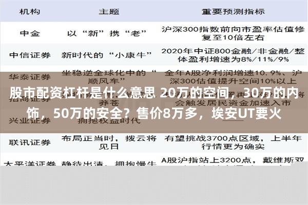 股市配资杠杆是什么意思 20万的空间，30万的内饰，50万的安全？售价8万多，埃安UT要火